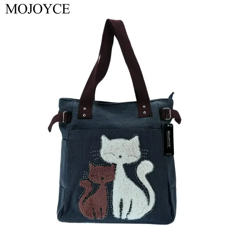 

Lovely Cute Cat Canvas Handbag For Women handbag canvas Bag Girls Tote Tote Bags Portable Zipper Shoulder Bag Bolsos Mujer