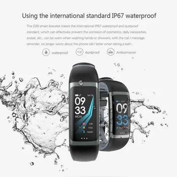 

Smart G26 Color Screen Bracelet IP67 Waterproof Multi-motion Mode Heart Rate Blood Pressure Monitoring Watch