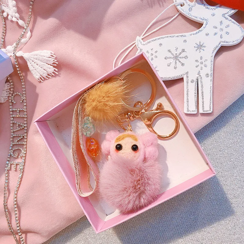 

2020 New Multiple Animal Pendants Cartoon Set Wool Needlepoint Kit Wool Felt Needle Felting Keychain twelve constellations