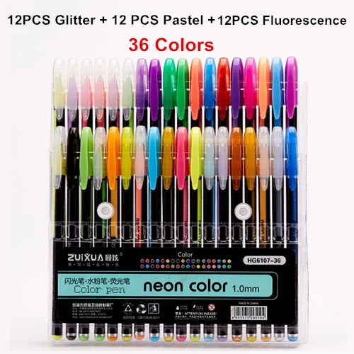 36 Colors GENKKY 48 цветов набор гелевых ручек блестящая гелевая ручка для взрослых раскрасок журналов Рисование маркеры - Цвет: 36 Colors