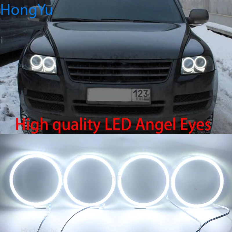 

Дневные ходовые светильник ни DRL белого цвета 2003 SMD 2004 для Volkswagen VW Touareg 2005 2006 3528 комплект светодиодов «глаза ангела»
