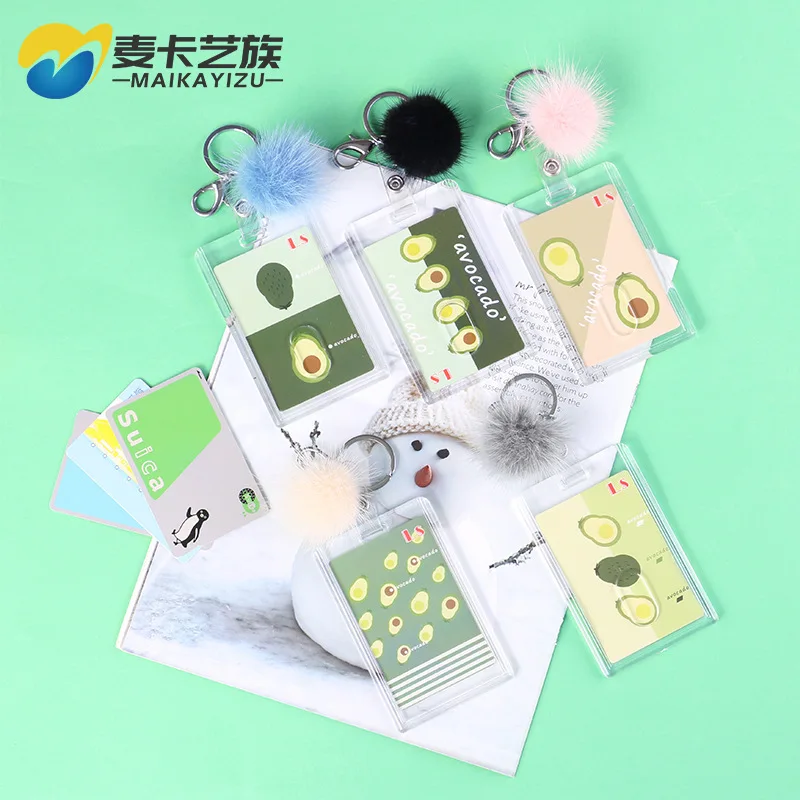 

Douyin Hot Selling Fashion Card Holder Creative Fuzzy Ball Hanging Drop Acrylic Card Holder Students Bus Access Control Certific