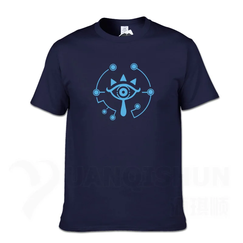 NavyBlue 2 16 цветов, COS Zelda, футболка, Ledgend of Zelda, хлопковая Футболка с принтом глаз, Мужская футболка, футболка с коротким рукавом, летняя брендовая одежда - Цвет: NavyBlue 2
