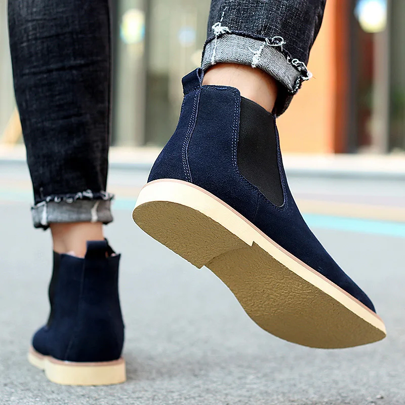 Men Boots Luxury Spring/Winter Elegant Chelsea Boots Men Cow Suede Leather Lovers' Casual Shoes Plus Size 47 Zapatillas Hombregy