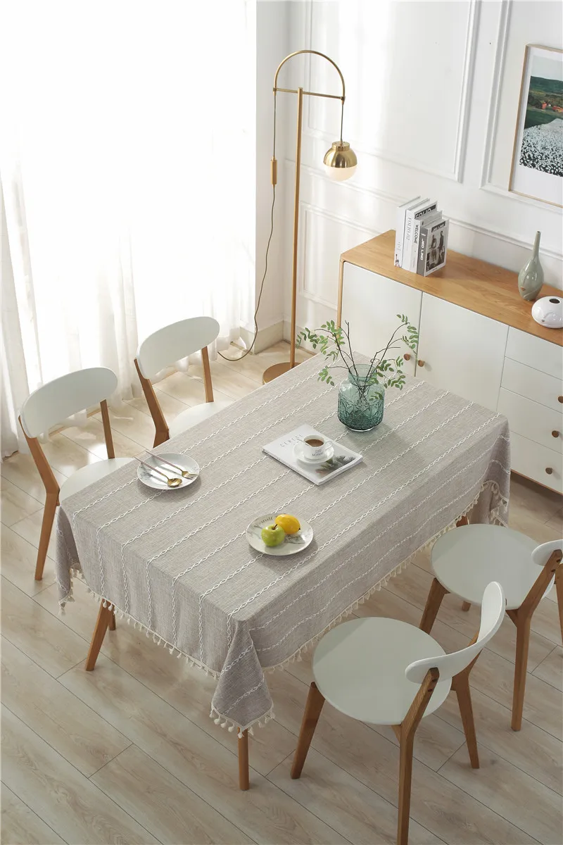 Table Cloth Tassel Tablecloth Rectangular imitation cotton tablecloth Tablecloths Dining Table Cover mantel  mesa coffee table