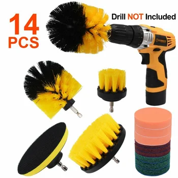 

14PCS/Set Car Power Scrubber Cleaning Drill Brush Kit Tub Cleaner Combo Powerful Cleaning Tool Auto Accessories