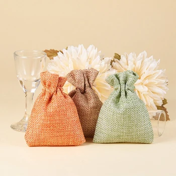 

Drawstring Imitation Linen Bag 15 Color Children's Candy Jewelry Storage Small Cloth Bag Jewelry Gift Packaging Bag