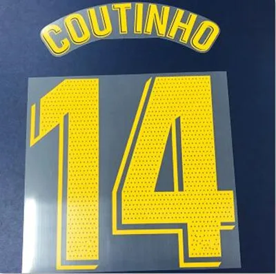 Новинка 1819 г. Messi Suarez Dembele Coutinho A. Iniesta MALCOM VIDAL I. RAKITIC PIQUE numberint Настройка номера штамповки нашивки значки - Цвет: yellow-black 14