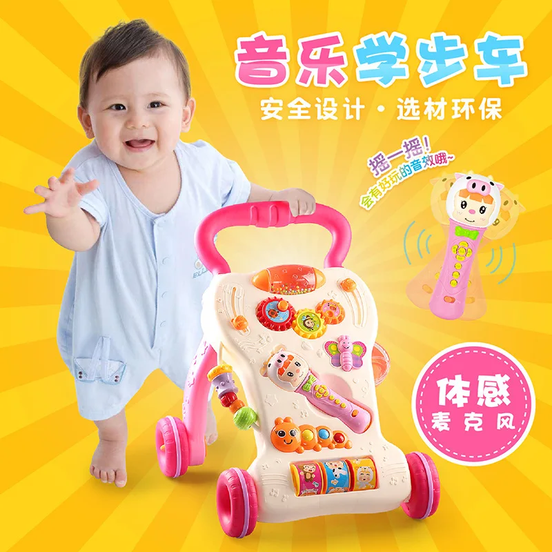 

Youleen Infant Child Multi-functional Baby Walker Hand Push Baby Walker Anti-Falling Baby 6-7-18 Month Pushing Music