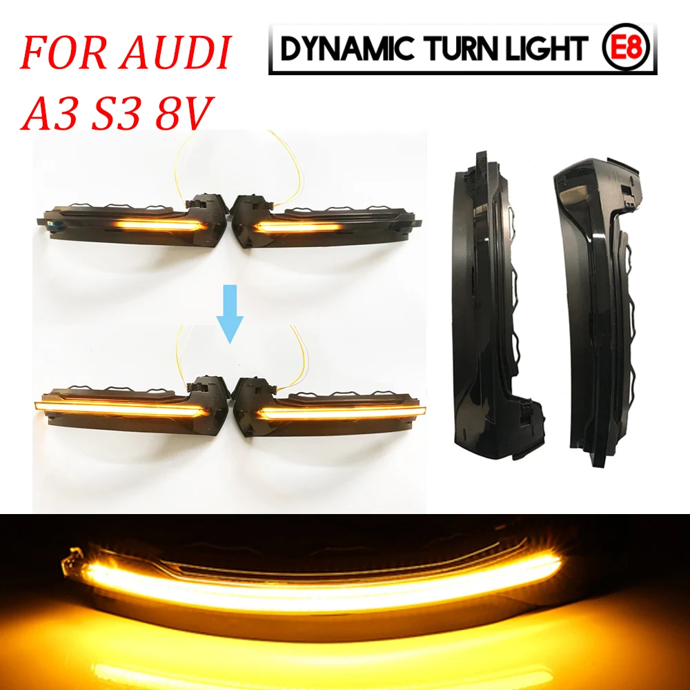 

Fit For Audi A3 S3 8V 2013 2014 2015 2016 2017 Dynamic LED Turn Signal Light Sequential Scroll Mirror Indicator Amber