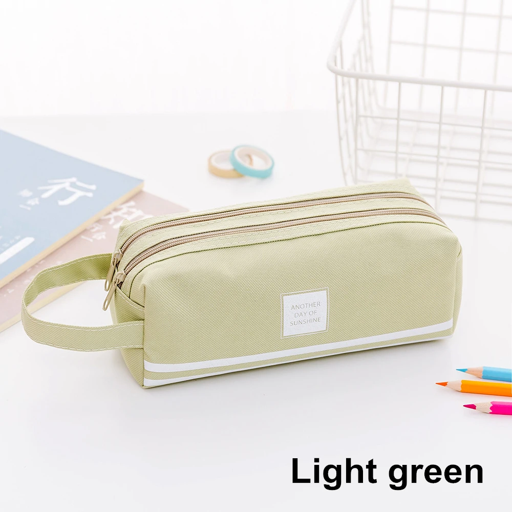 light green BAIKINGIFT красочный большой емкости чехол для карандашей s сумки Kawaii Корея ткань ручка Коробка Чехол школьные офисные канцелярские принадлежности - Цвет: light green