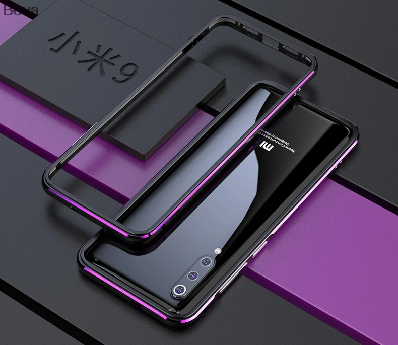 Purple Black Чехол для Xiaomi mi 9 роскошный Ультратонкий бампер alu mi num для Xiaomi mi 9+ 2 пленки(1 передняя+ 1 задняя - Цвет: Purple Black