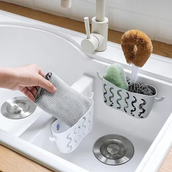 

Dish Cloths Rack Suction Sponge Holder Clip Rag Storage Rack Punch-free Suction Cup Storage Hanging Basket Sponge Drain