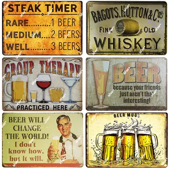 

Beer Will Change The World Metal Plate Tin Sign Plaque Vintage Pub Decor Metal Sign Metal Poster Home Decoration Vintage