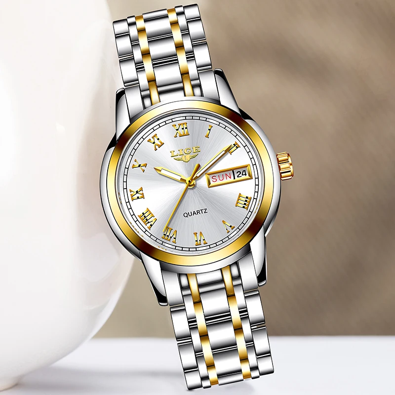 Lige New Gold Watch Women Watches Ladies Creative Steel Women Bracelet Watches Female Waterp-2