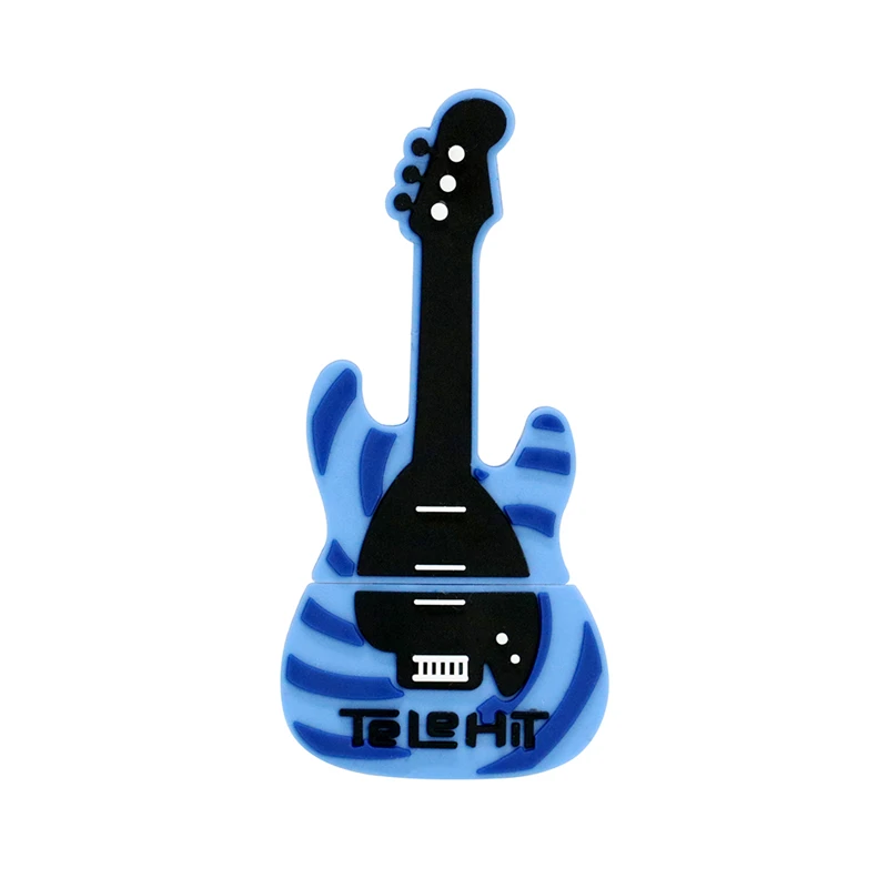 USB 2.0 Flash U disk Blue Music Electric Guitar Creative gift Pendrive 64 128GB 16 32 4 256 8 gb Pen Drive memory Stick Silicone