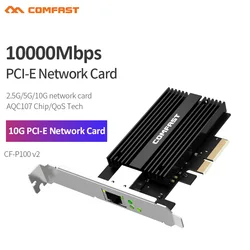 Placa de rede sem fio 10g ethernet, adaptador de placa de rede pci e de 2.5g/5g/10g para transmissão rápida de 10gbps para windows/linux