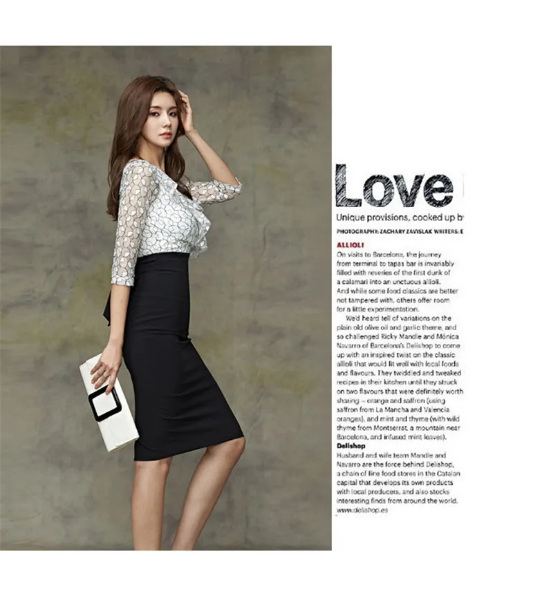 BGTEEVER V-neck Sexy Slim Waist Lace Patchwork Women Dress Half-Sleeve Hip Package Female Dress Knee-length Vestidos Femme
