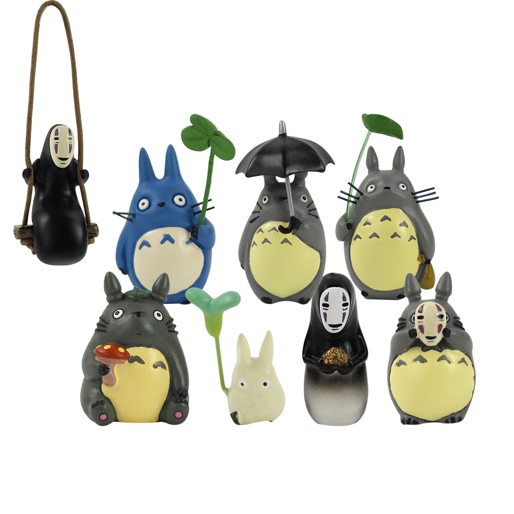 My Neighbor Totoro Figures Chibi Totoro With Leaf Umbrella Swing No Face Man Hayao Miyazaki Anime Toy Mini Model Toys Action Figures Aliexpress