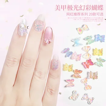 

Online Celebrity Little Red Book INS with Paragraph 3D Resin Bow Nail Jewelry Manicure Aurora Symphony Stereo Butterfly