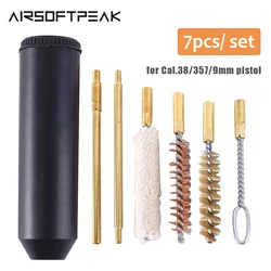 7 pçs/set Cal.38/357/9 milímetros Pistola Kit de Limpeza Barril Haste Escova de Limpeza Remoção de Ferrugem de Superfícies Corroídas Mão Ferramenta De Limpeza do Injetor