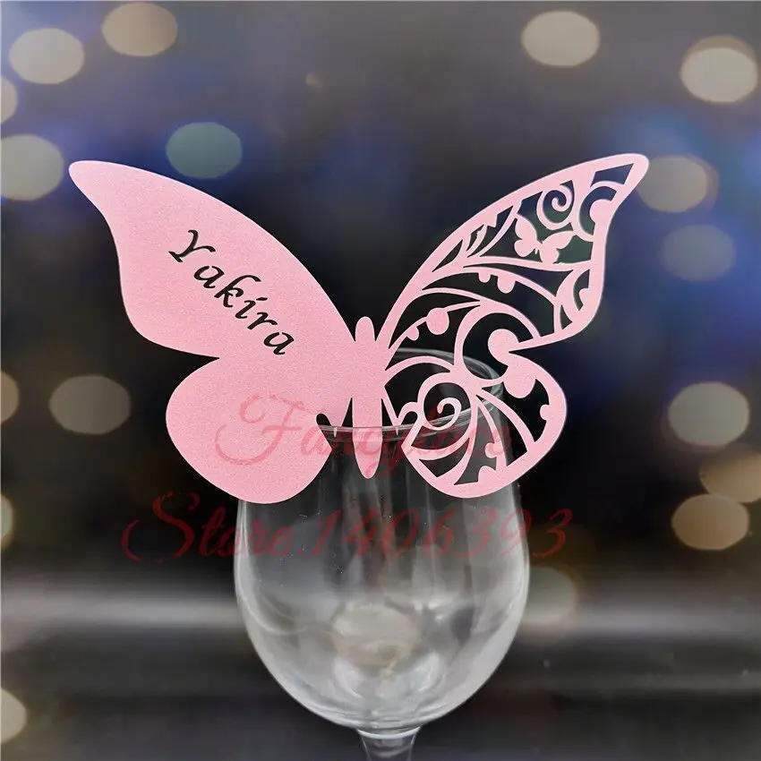 60X NiceButterfly лазерная резка бумаги место карты/карточка сопровождения/чашки карты/вино стекло карты для Индивидуальные свадебные украшения Favor60