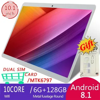 

2020 New Black Silver Tablets with 10.1 Inch Andoid 8.0 Tablets 6+128GB Dual SIM Card Phone 4G Call Wifi Tablets Kids Tablet