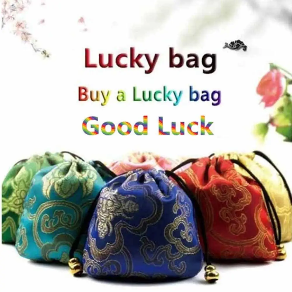 50% Hot Sales Bright Color Chinese Good Lucky Bag Auspicious Cloud Design Storage Gift Pouch