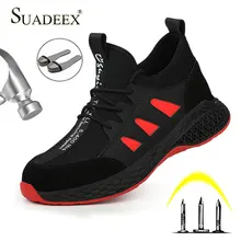 SUADEEX/Мужская Рабочая обувь со стальным носком; нескользящие строительные рабочие ботинки; Нескользящая дышащая Рабочая обувь