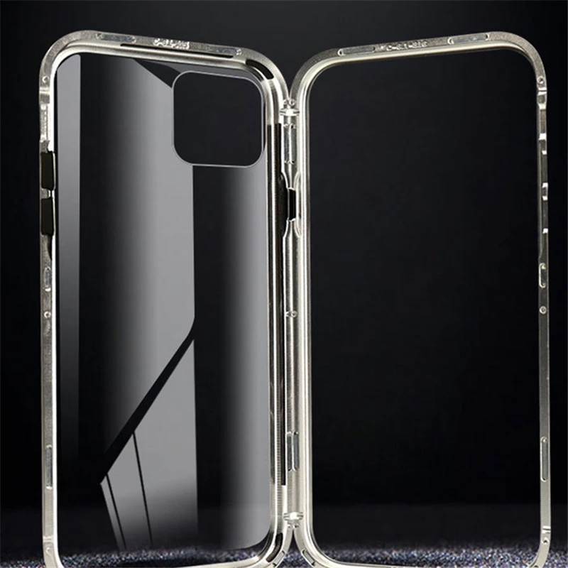 360 металлический магнитный чехол для телефона для iPhone 11 Pro Max, двусторонний чехол из закаленного стекла, Прямая поставка
