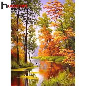 

Huacan 5D Diamond Embroidery Sale Landscape Pictures Of Rhinestones Diamond Painting Full Square Forest Cross Stitch Home Decor