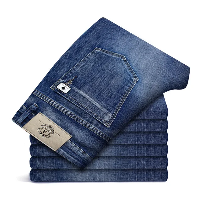 

Plus Size 40 42 44 46 Denim Jeans Men Taper Stretch Regular Classic Casual Autumn Summer Jeans Men Long Trousers