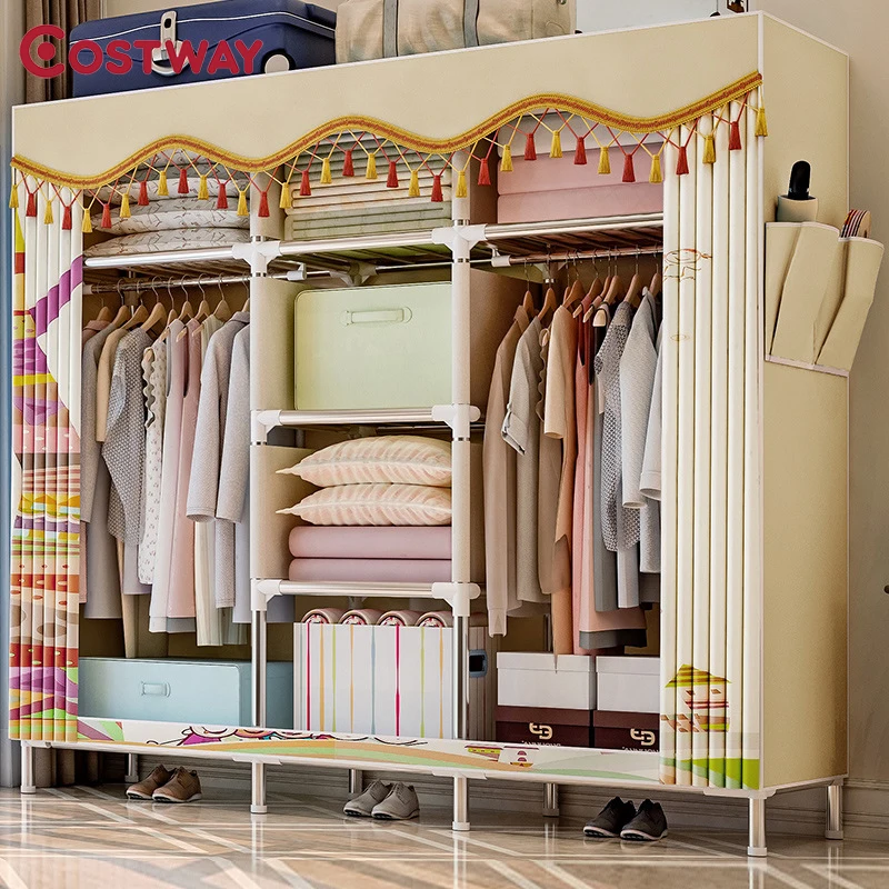 COSTWAY Cloth Wardrobe For clothes Fabric Folding Portable font b Closet b font Storage Cabinet Bedroom