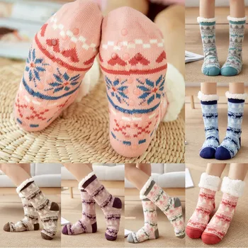 

JAYCOSIN 2019 women's carpet socks winter socks thick plush cotton socks warm non-slip home floor socks Christmas gifts cartoon