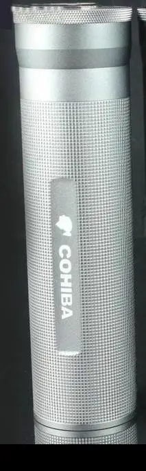 COHIBA авиации Алюминий для путешествий, сигара трубка Мини-коробка с увлажнителем внутри с длинным увлажнитель гигрометр лучший сигарная трубка Диаметр 55 мм - Цвет: Серебристый
