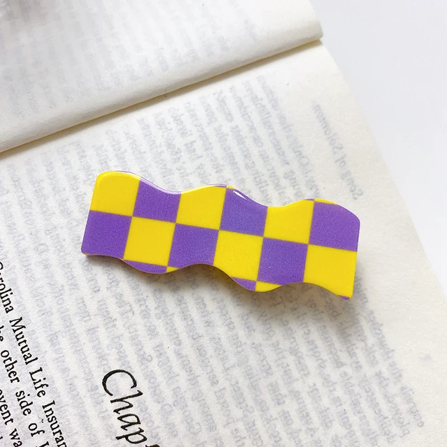 2021 Autumn New Fashion Women Hair Claw Clip Accessories Acrylic Geometric Color Grid For Sweet Girls Shark Hairpins Headdress B-06