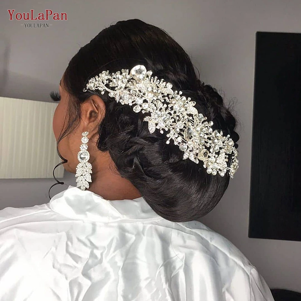 YouLaPan Vintage Wedding Hair Combs Rhinestone Hair Tiara Alloy Flower Comb Bridal Headwear Woman Wedding Accessories HP301