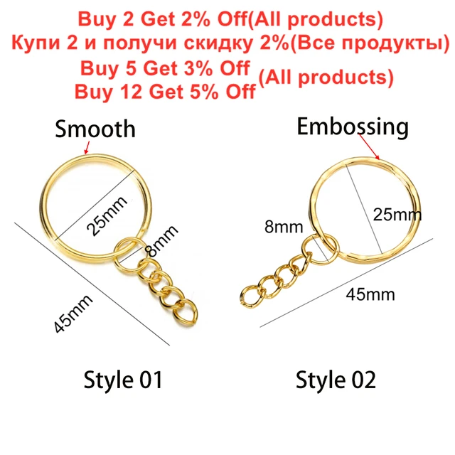 Metal Split Keychain Ring Parts - 50 Key Chains with 25mm Open Jump Ring  and Connector - Make Your Own Key Ring