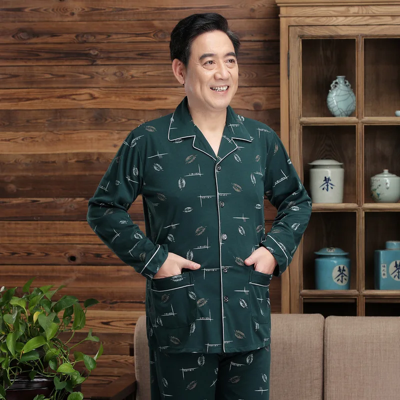 

2020 Onesie Men Pyjama Homme And Old Age, Spring Autumn Thin Style, Large Size, Cardigan, Home Clothes Suit Can Be Worn Outside