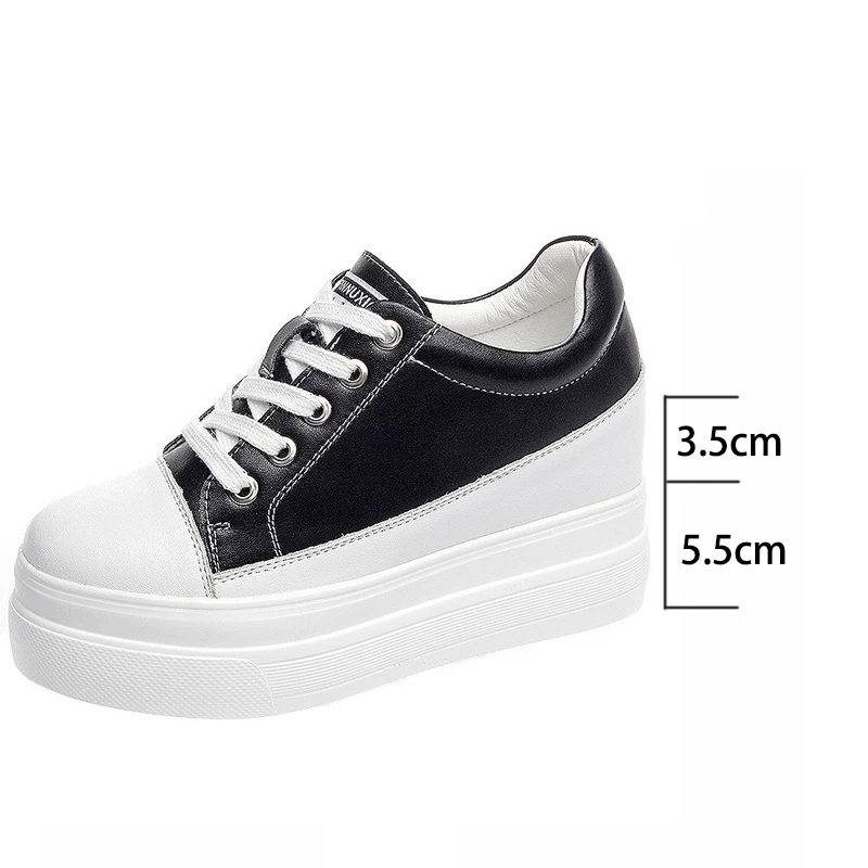 Fujin zapatos planos de piel auténtica para mujer, zapatillas blancas con  plataforma, suaves y cómodas, para caminar, informales, gruesas|Zapatos  vulcanizados de mujer| - AliExpress