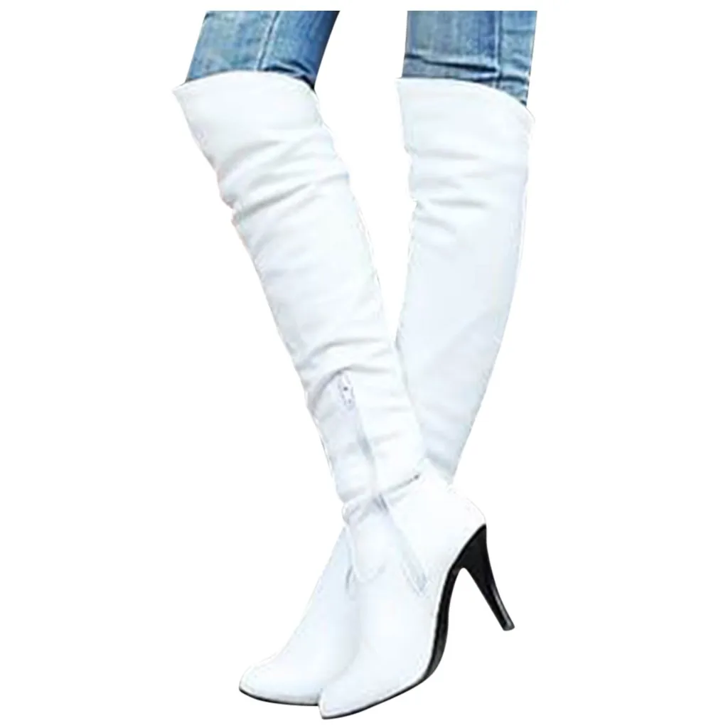 SAGACE Women Thin High Heel Over Knee Boots Fashion Snow Long Boot Warm Winter Shoes Sewing Zip Casual Women's Boots hot Oct 15