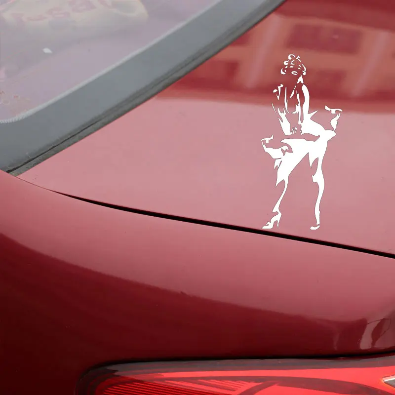 YJZT 7.6CM*16.4CM Sexy MARILYN MONROE Vinyl Car Body Stickers Funny Car Styling Window Accessories Black/Silver C31-0400