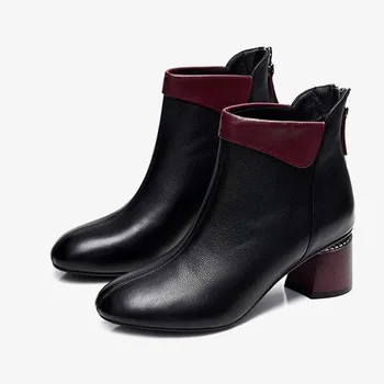 

Women's Boots Platform Shoes Women Winter New Fashion Wild Round Toe Martin Boots Women Mid-heel Short Tube Shoes Botas Mujer