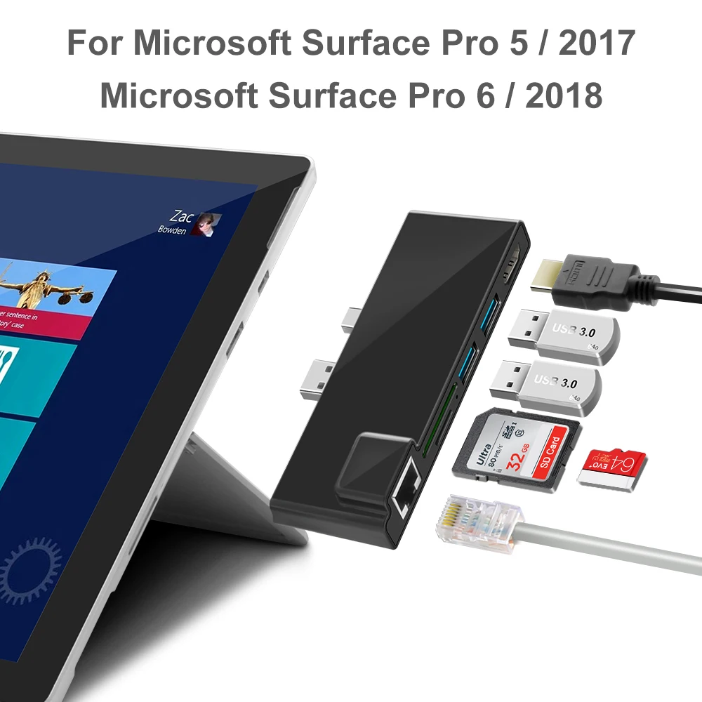 Все в одном usb концентратор с HDMl 4K с TF/SD кардридер USB3.1 концентратор адаптер комбо для поверхности pro5 pro6