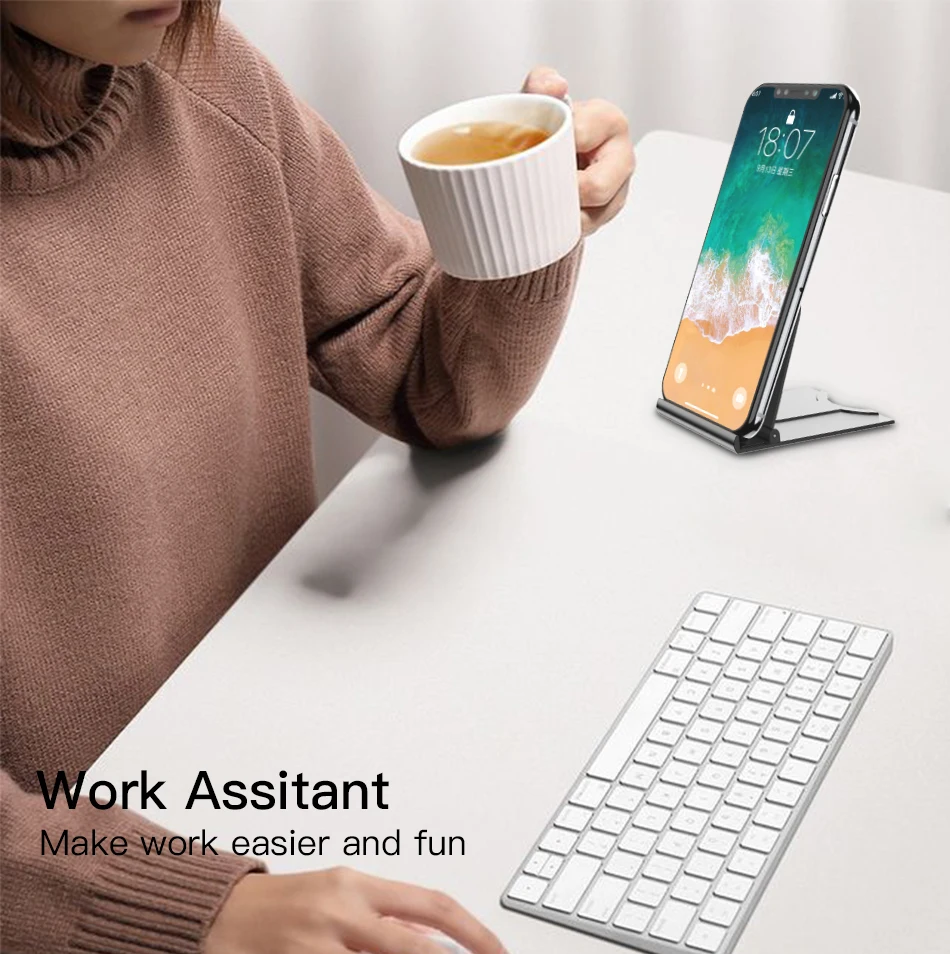 !ACCEZZ Phone Stand Universal Desktop Holder For iPhone 11 Pro 8 X Samsung Support Bracket 180 Degree Adjustable For ipad Tablet (5)
