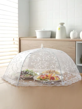 

Fly proof food cover household folding lace table cover dust prevention leftover large artifact household vegetable umbrella