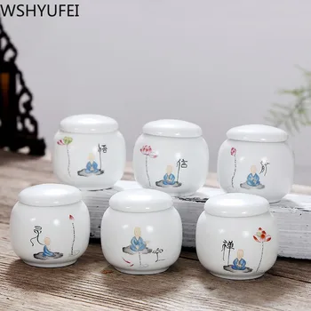 

Matte ceramic jar small tea caddy porcelain storage travel tea box portable sealed coffee canister storage tank tea container