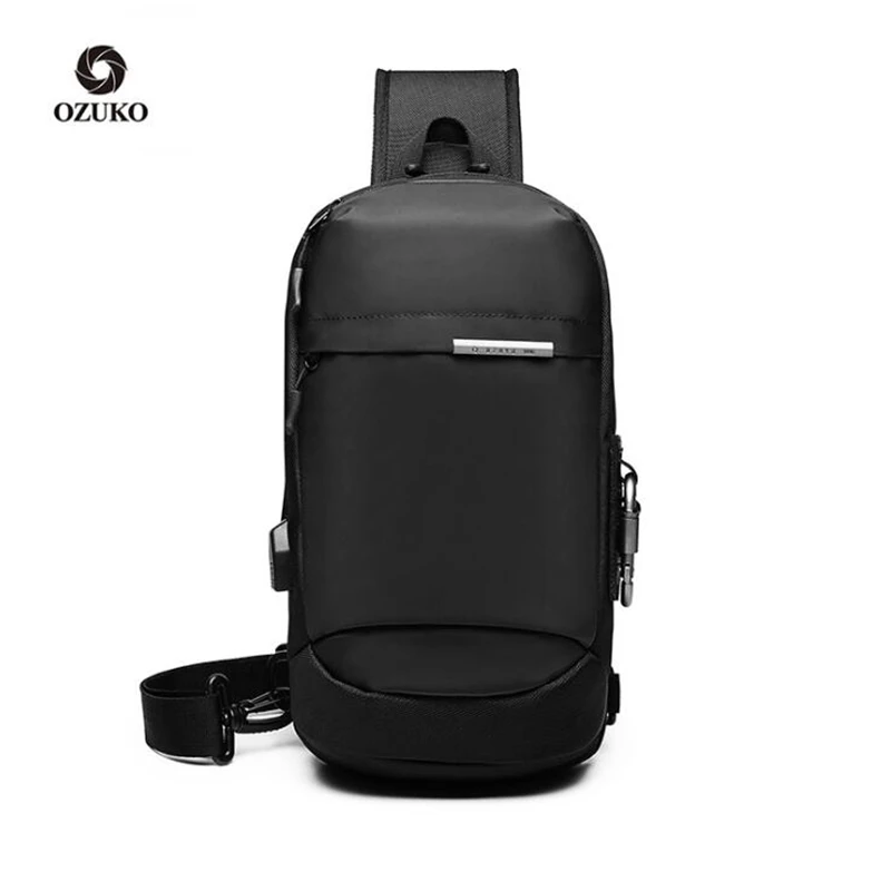 

Crossbody Bags for Men Waterproof Men Sling Chest Pack Fashion Shoulder Bag Male USB Multifunction Short Travel Messenger Bag
