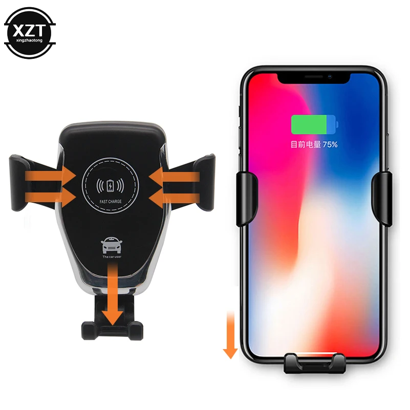 Qi автомобильное беспроводное зарядное устройство для iPhone 11 Pro XS Max samsung 10 Вт быстрая Беспроводная зарядка для huawei Xiaomi автомобильный держатель телефона