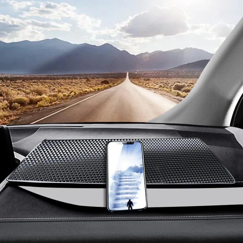 Car Dashboard Non-slip Rubber Pad Heat-resistant Pad Silicone Dashboard Bracket Mobile Phone Key and Coin Non-slip 190x120mm Car Non Slip Mat